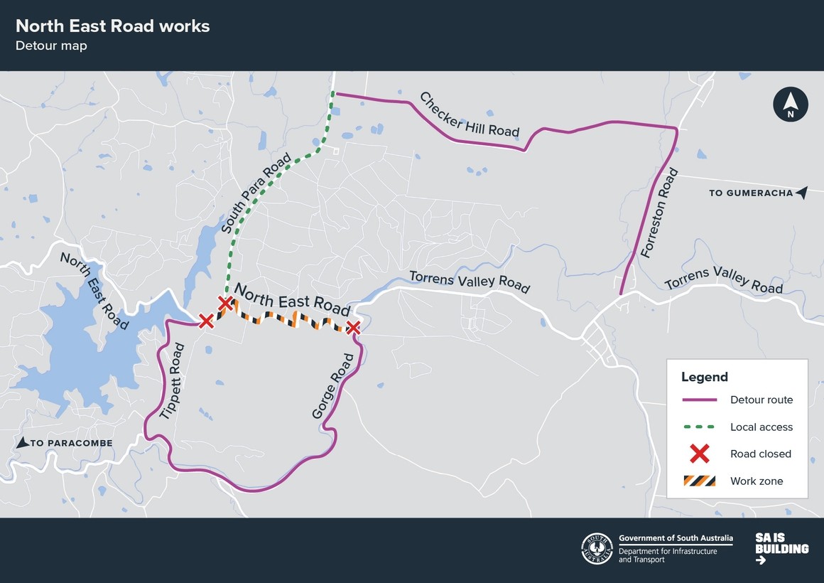 Map of North East Road works