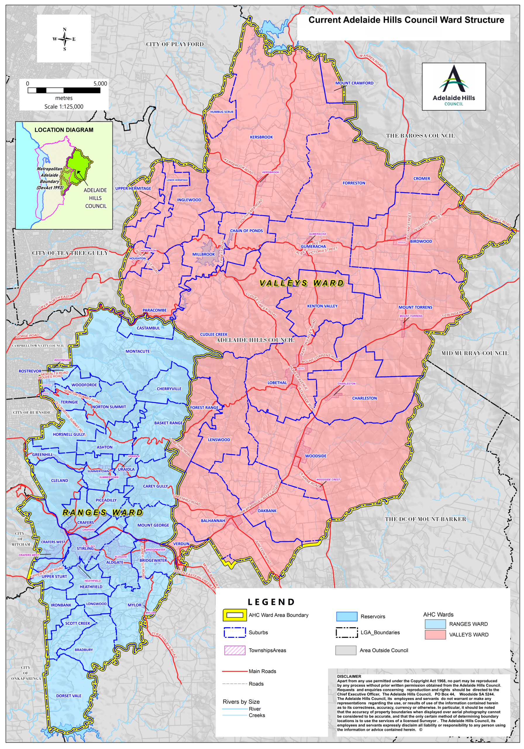 Coloured map of current ward structure