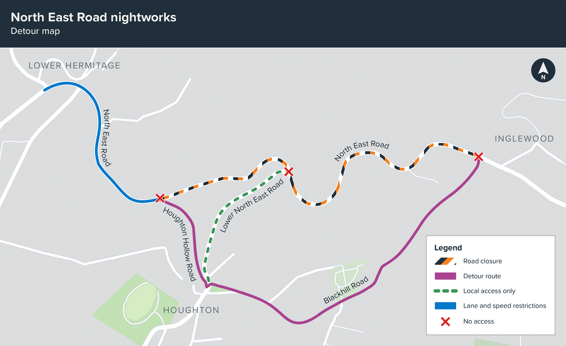 Map of road works