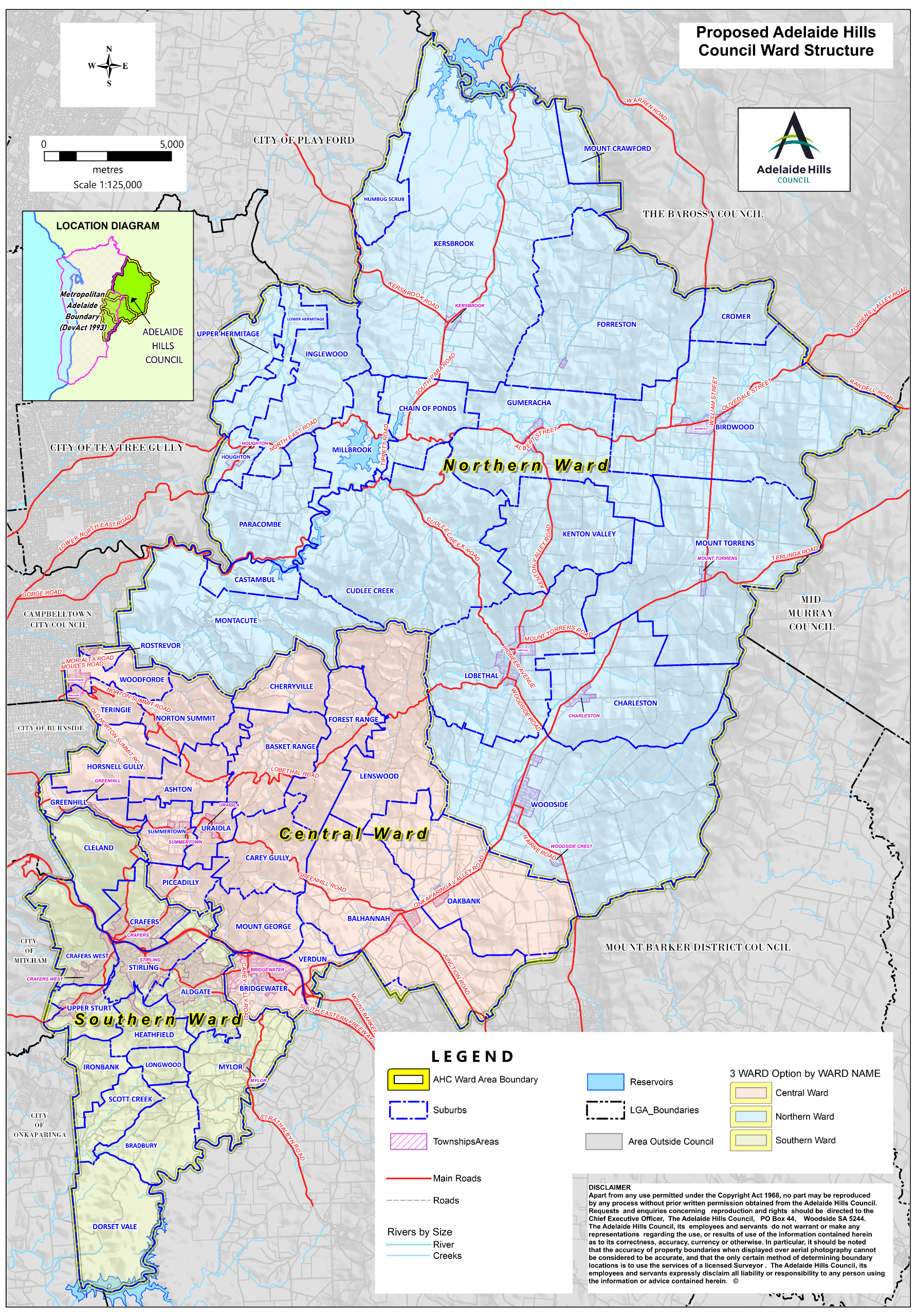 Coloured map of proposed ward structure