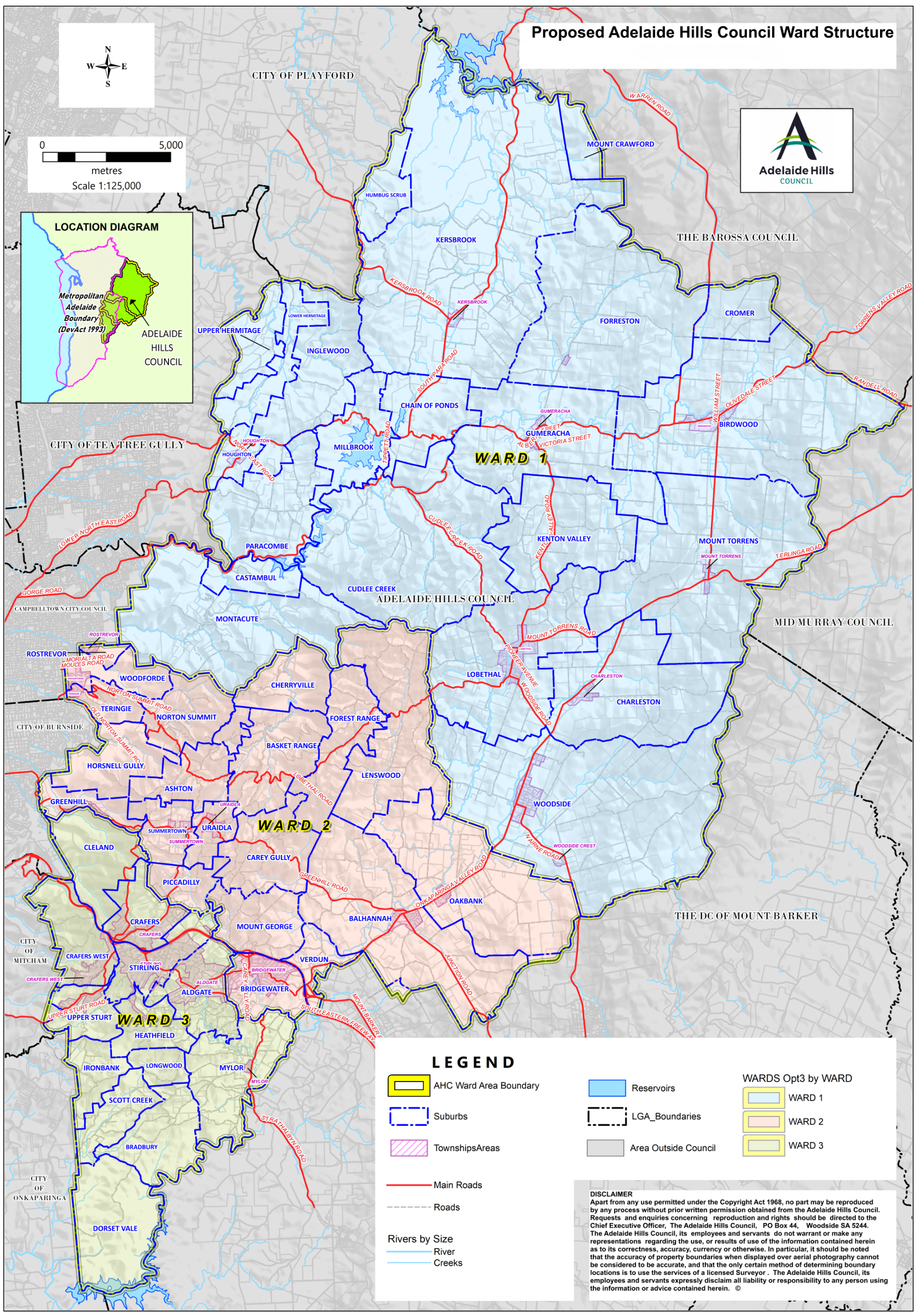 Coloured map of proposed ward structure
